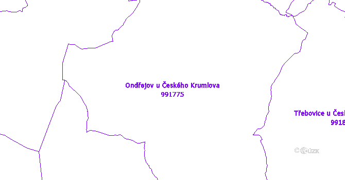 Katastrální mapa Ondřejov u Českého Krumlova - přehledová mapa katastrálního území