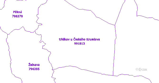 Katastrální mapa Uhlíkov u Českého Krumlova - přehledová mapa katastrálního území