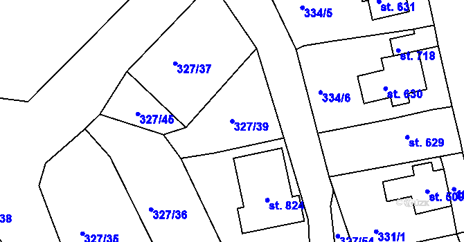 Parcela st. 327/39 v KÚ Abertamy, Katastrální mapa