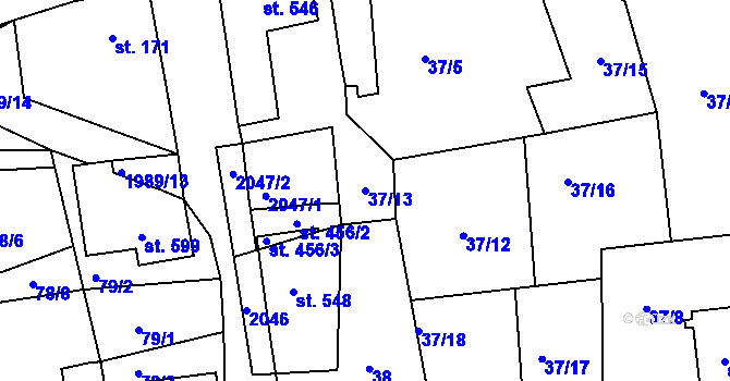Parcela st. 37/13 v KÚ Abertamy, Katastrální mapa