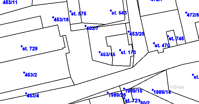 Parcela st. 453/15 v KÚ Abertamy, Katastrální mapa