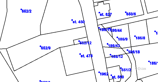 Parcela st. 652/12 v KÚ Abertamy, Katastrální mapa