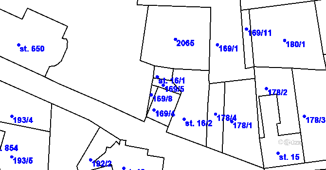 Parcela st. 169/5 v KÚ Abertamy, Katastrální mapa