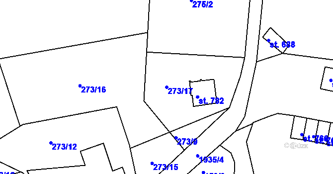 Parcela st. 273/17 v KÚ Abertamy, Katastrální mapa