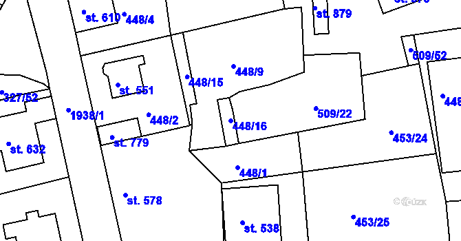 Parcela st. 448/16 v KÚ Abertamy, Katastrální mapa