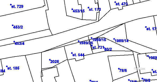 Parcela st. 1989/26 v KÚ Abertamy, Katastrální mapa