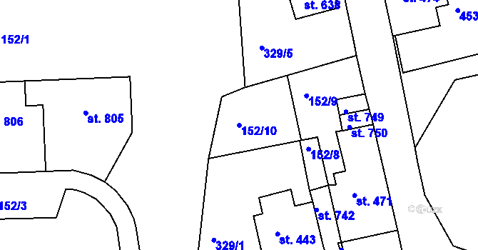 Parcela st. 152/10 v KÚ Abertamy, Katastrální mapa