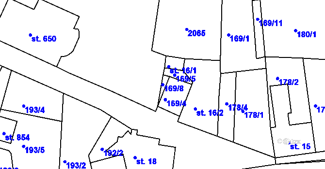 Parcela st. 169/8 v KÚ Abertamy, Katastrální mapa