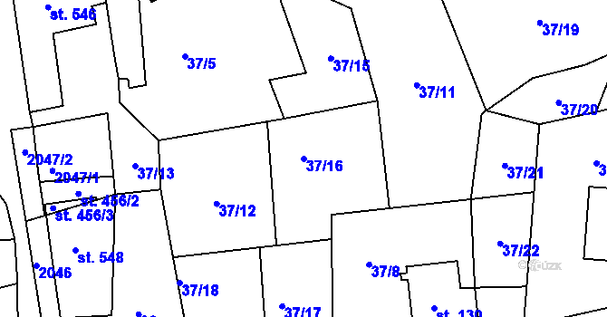 Parcela st. 37/16 v KÚ Abertamy, Katastrální mapa