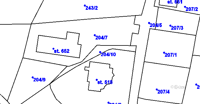 Parcela st. 204/10 v KÚ Abertamy, Katastrální mapa