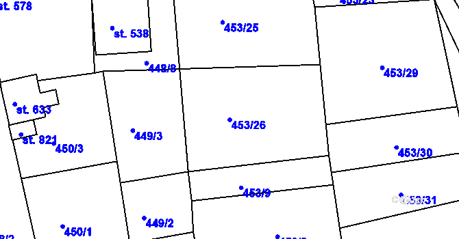 Parcela st. 453/26 v KÚ Abertamy, Katastrální mapa
