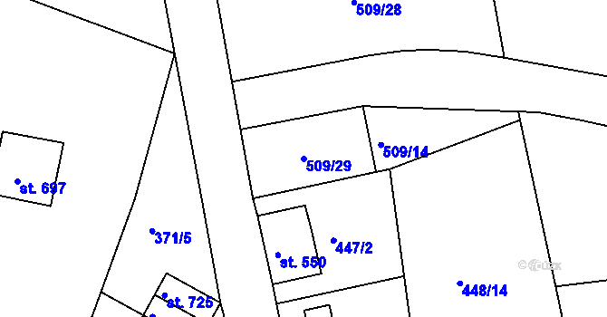 Parcela st. 509/29 v KÚ Abertamy, Katastrální mapa