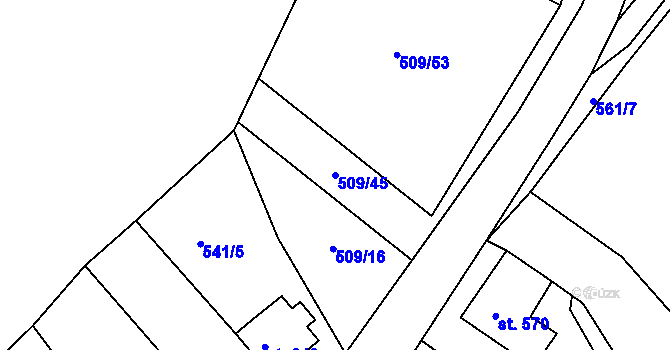 Parcela st. 509/45 v KÚ Abertamy, Katastrální mapa