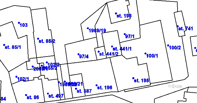 Parcela st. 441/2 v KÚ Abertamy, Katastrální mapa