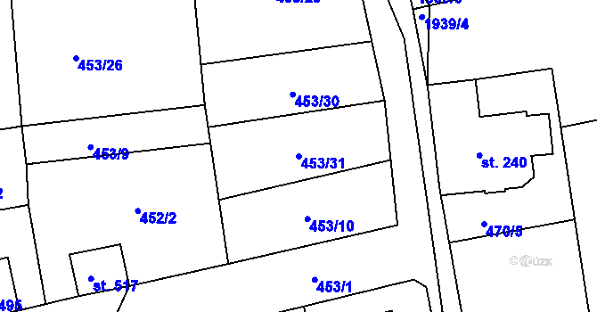 Parcela st. 453/31 v KÚ Abertamy, Katastrální mapa