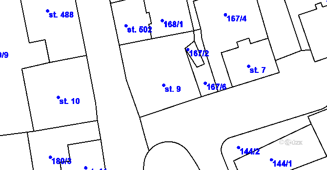 Parcela st. 9 v KÚ Abertamy, Katastrální mapa