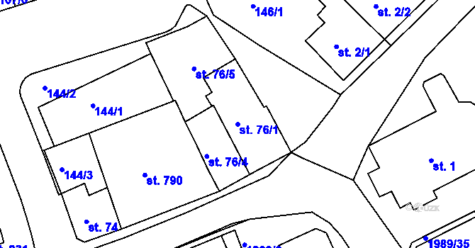 Parcela st. 76/1 v KÚ Abertamy, Katastrální mapa