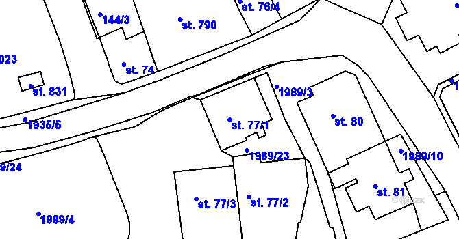 Parcela st. 77/1 v KÚ Abertamy, Katastrální mapa