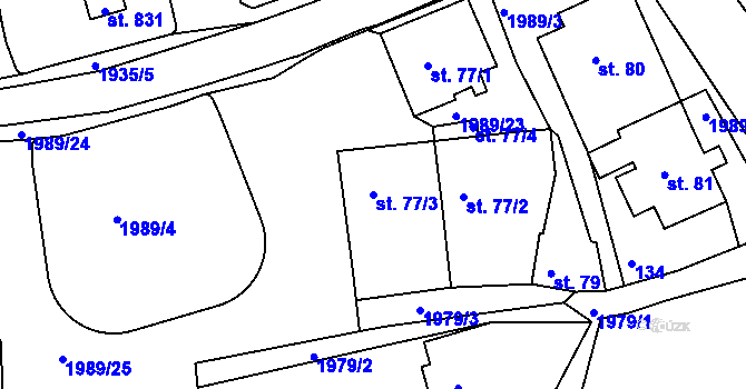 Parcela st. 77/3 v KÚ Abertamy, Katastrální mapa