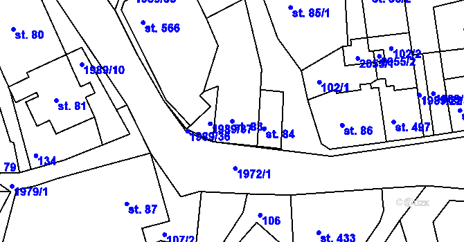 Parcela st. 83 v KÚ Abertamy, Katastrální mapa