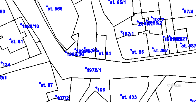 Parcela st. 84 v KÚ Abertamy, Katastrální mapa
