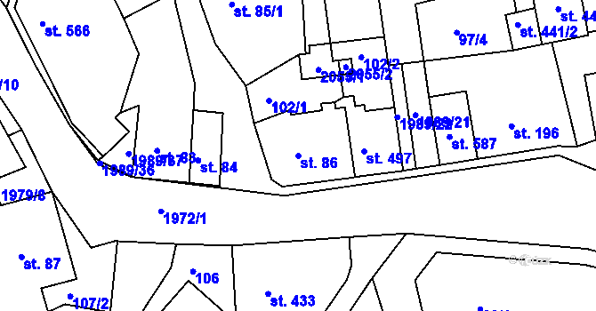 Parcela st. 86 v KÚ Abertamy, Katastrální mapa