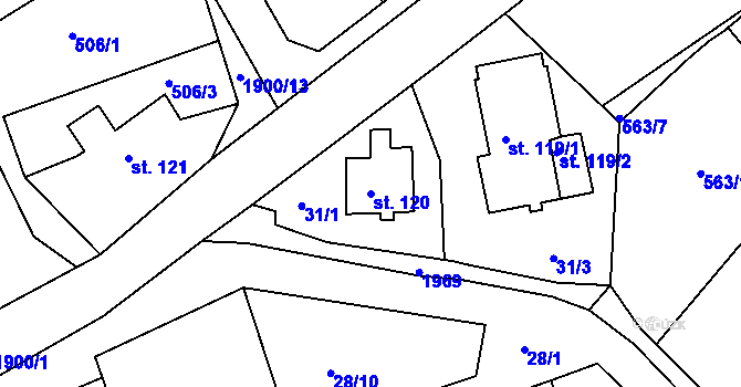 Parcela st. 120 v KÚ Abertamy, Katastrální mapa