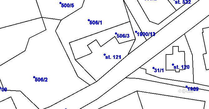 Parcela st. 121 v KÚ Abertamy, Katastrální mapa