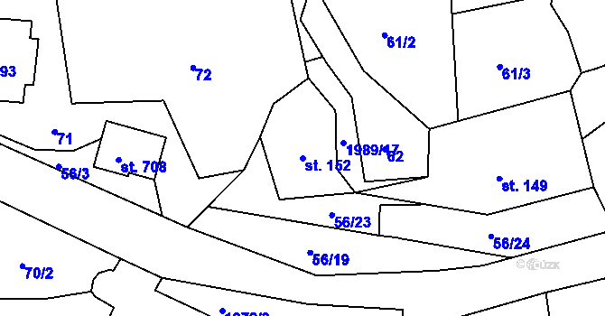 Parcela st. 152 v KÚ Abertamy, Katastrální mapa