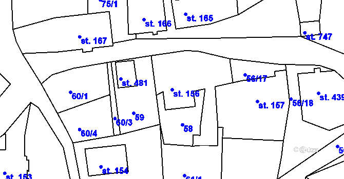 Parcela st. 156 v KÚ Abertamy, Katastrální mapa