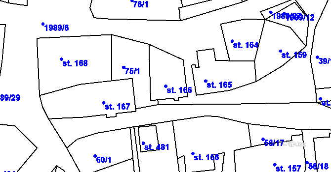 Parcela st. 166 v KÚ Abertamy, Katastrální mapa