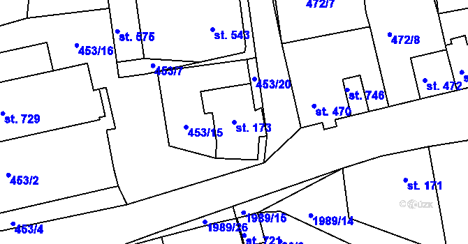 Parcela st. 173 v KÚ Abertamy, Katastrální mapa