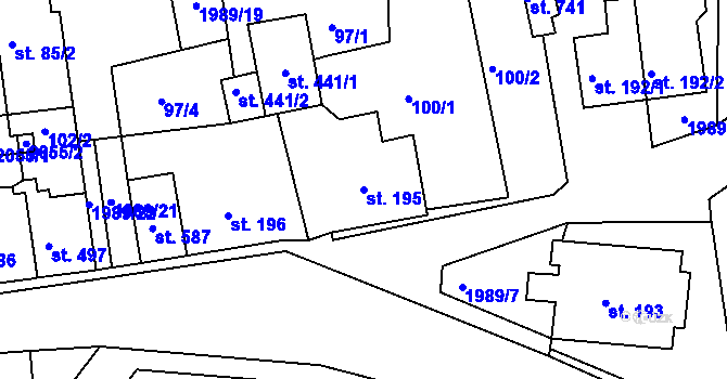 Parcela st. 195 v KÚ Abertamy, Katastrální mapa