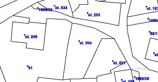 Parcela st. 204 v KÚ Abertamy, Katastrální mapa