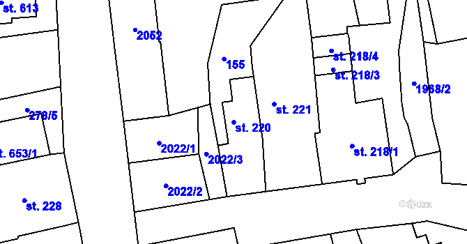 Parcela st. 220 v KÚ Abertamy, Katastrální mapa
