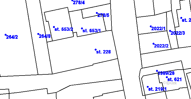 Parcela st. 228 v KÚ Abertamy, Katastrální mapa