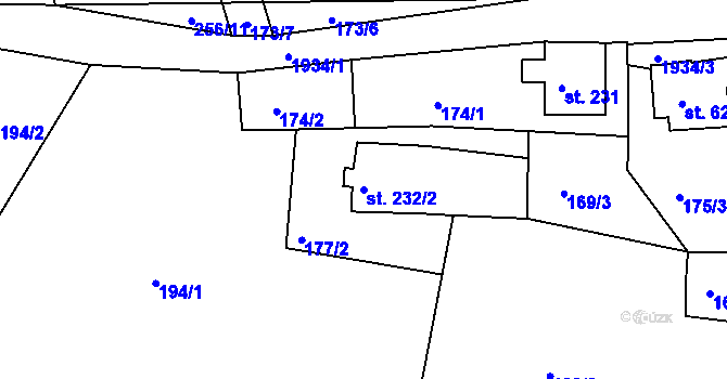 Parcela st. 232/2 v KÚ Abertamy, Katastrální mapa