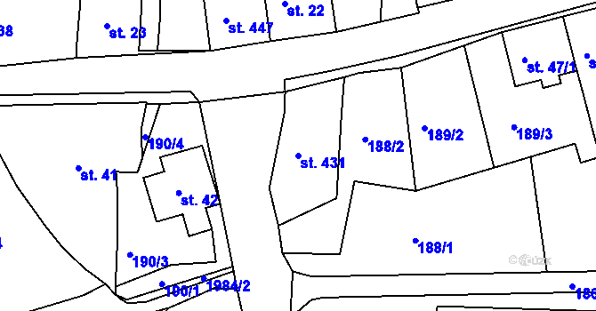 Parcela st. 431 v KÚ Abertamy, Katastrální mapa