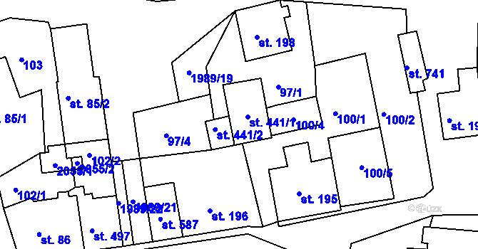 Parcela st. 441 v KÚ Abertamy, Katastrální mapa