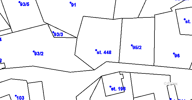 Parcela st. 448 v KÚ Abertamy, Katastrální mapa