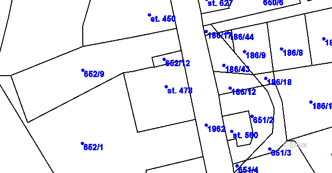 Parcela st. 478 v KÚ Abertamy, Katastrální mapa