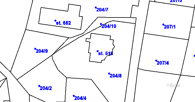 Parcela st. 518 v KÚ Abertamy, Katastrální mapa
