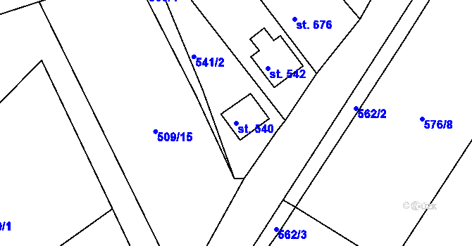 Parcela st. 540 v KÚ Abertamy, Katastrální mapa