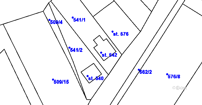 Parcela st. 542 v KÚ Abertamy, Katastrální mapa