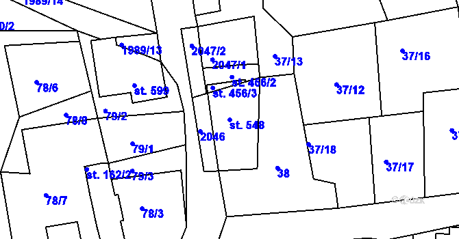 Parcela st. 548 v KÚ Abertamy, Katastrální mapa