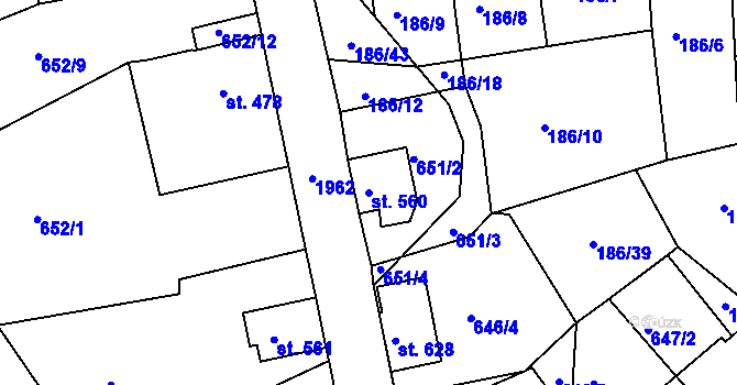 Parcela st. 560 v KÚ Abertamy, Katastrální mapa