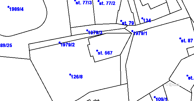 Parcela st. 567 v KÚ Abertamy, Katastrální mapa