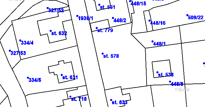Parcela st. 578 v KÚ Abertamy, Katastrální mapa