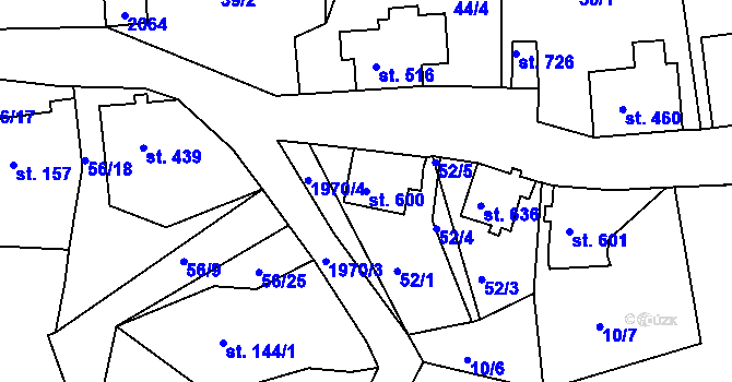 Parcela st. 600 v KÚ Abertamy, Katastrální mapa