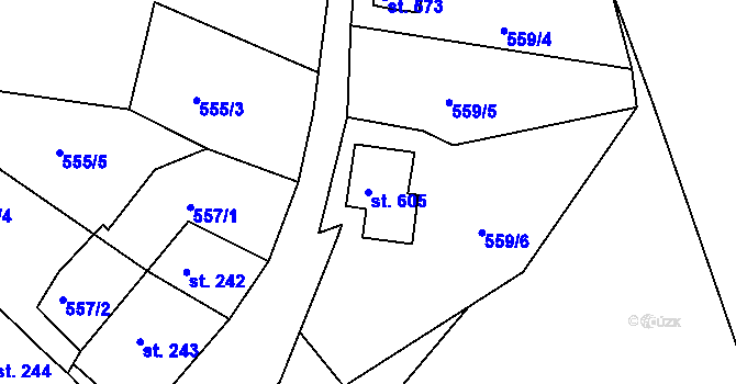 Parcela st. 605 v KÚ Abertamy, Katastrální mapa